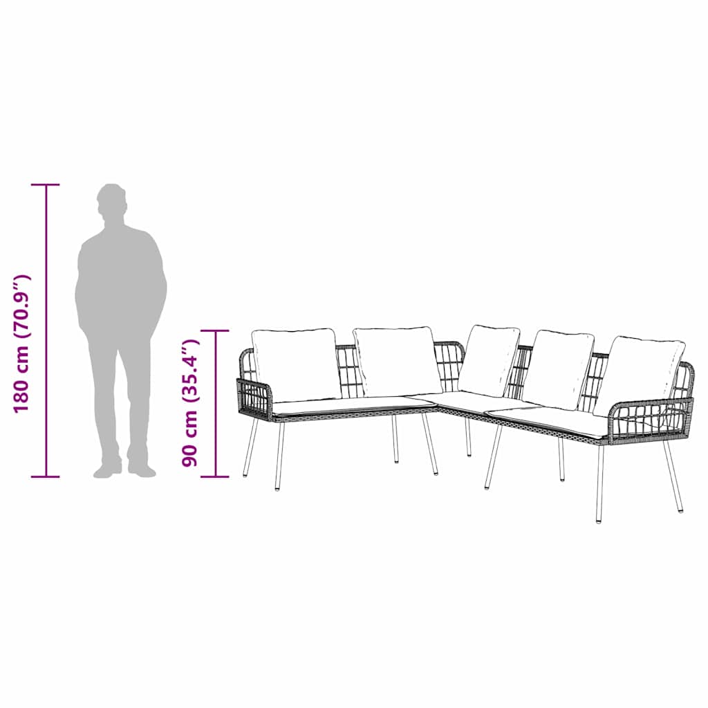 Sofa with Cushion Grey 61.5 x 123 x 82cm Metal