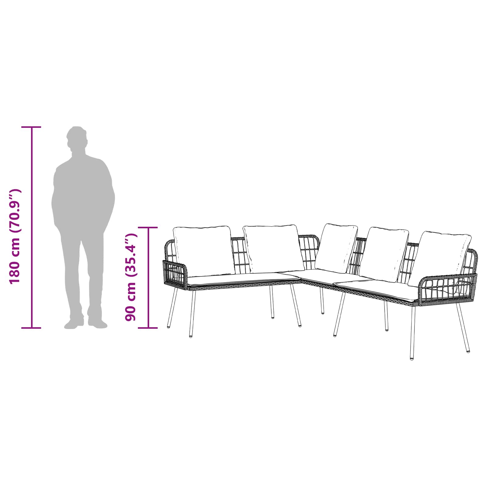 Sofa with Cushion Brown 61.5 x 123 x 82cm Metal