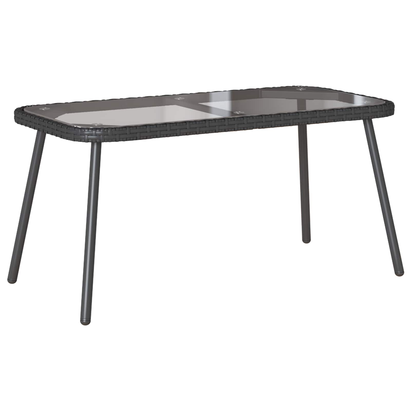 Coffee Table Black 90 x 45 x 43 cm Poly Rattan and glass