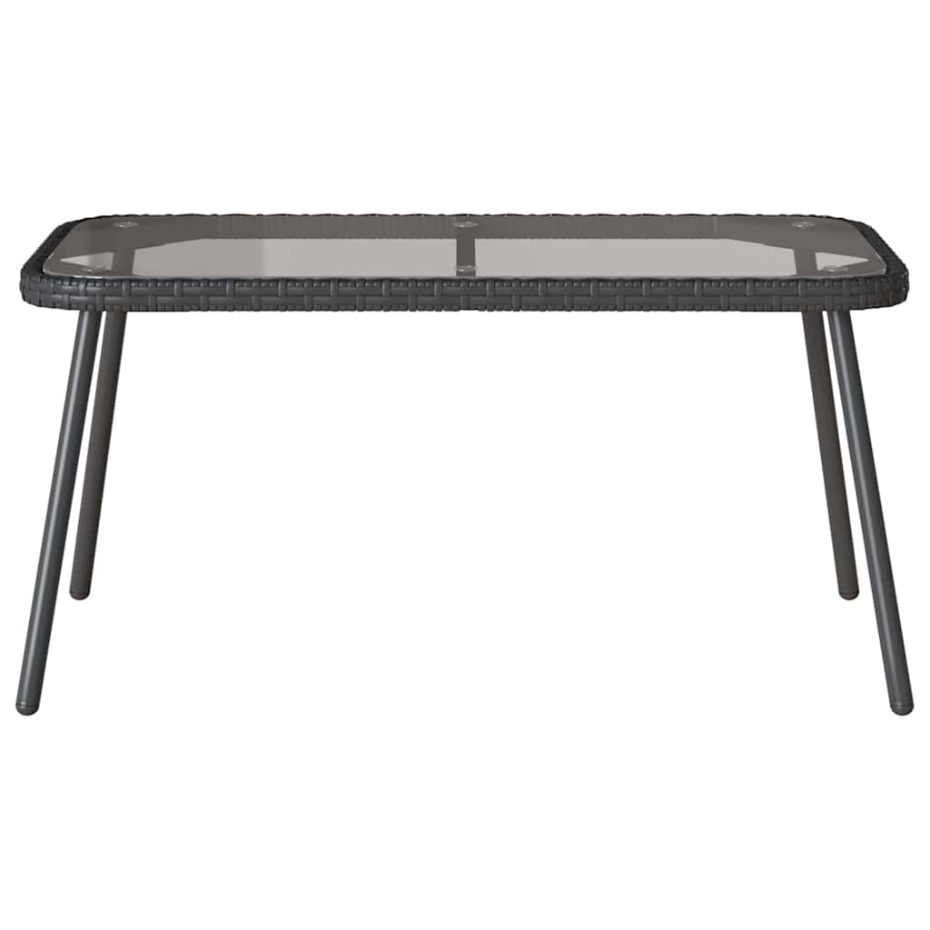Coffee Table Black 90 x 45 x 43 cm Poly Rattan and glass
