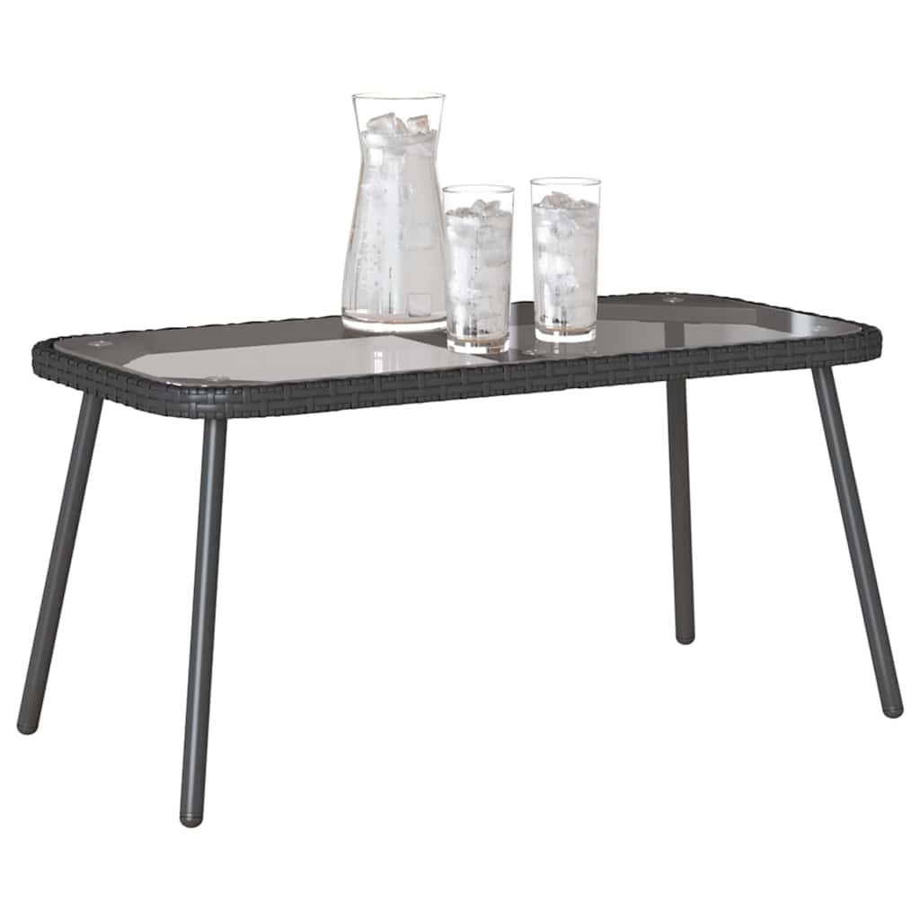 Coffee Table Black 90 x 45 x 43 cm Poly Rattan and glass