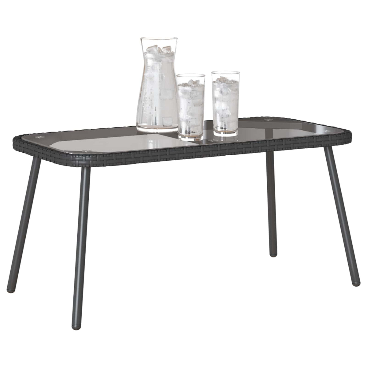 Coffee Table Black 90 x 45 x 43 cm Poly Rattan and glass