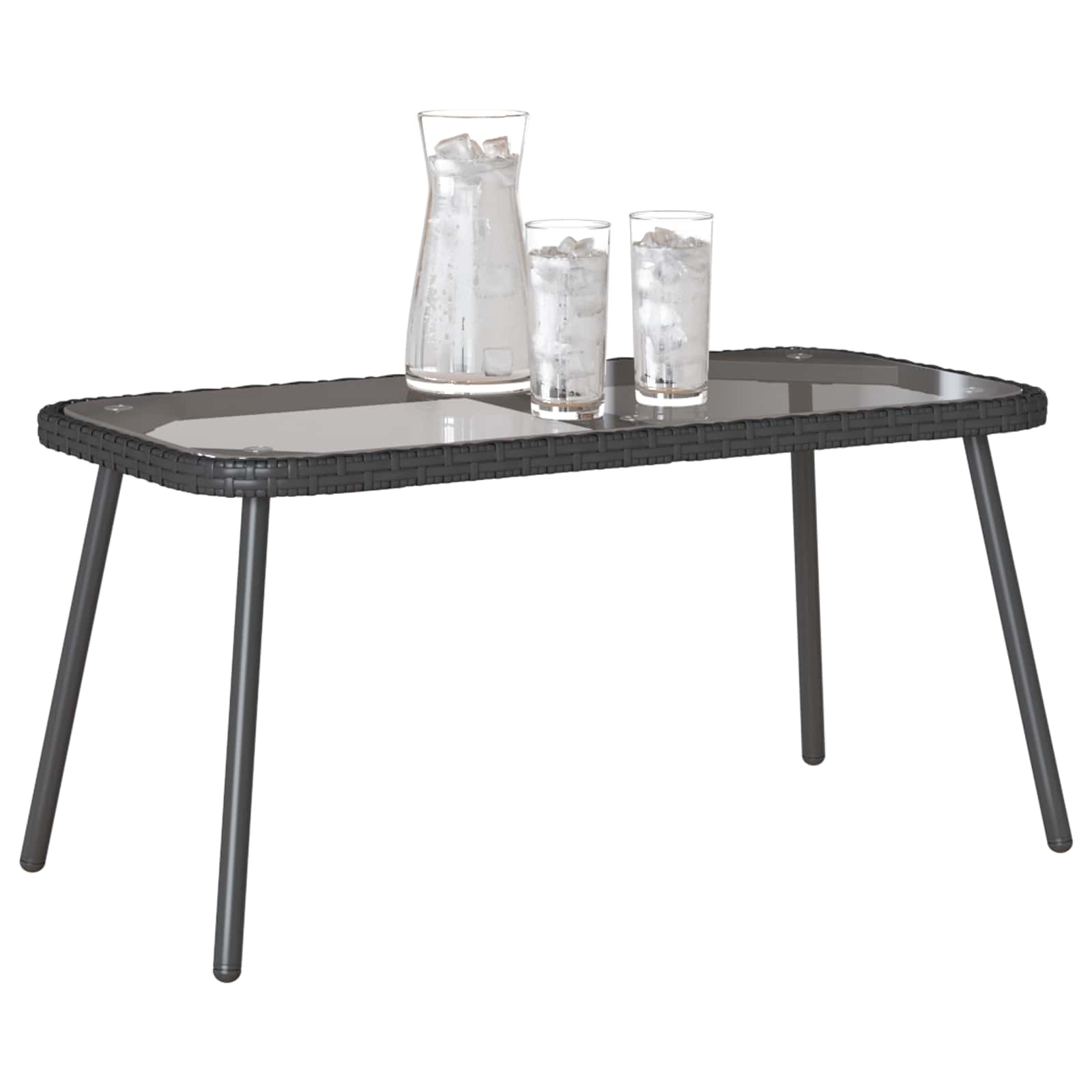 Coffee Table Black 90 x 45 x 43 cm Poly Rattan and glass