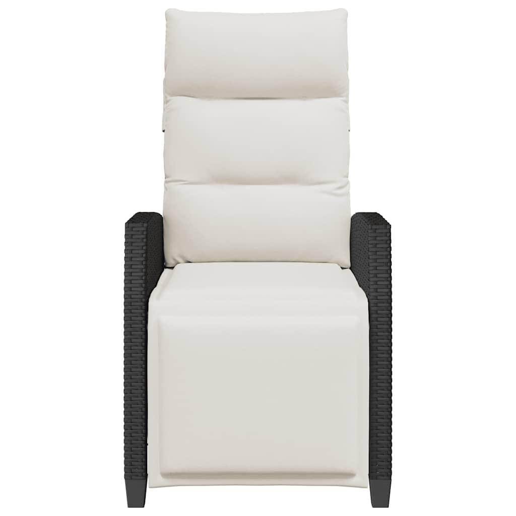 Reclining Garden Chair with Side Table Black Poly Rattan