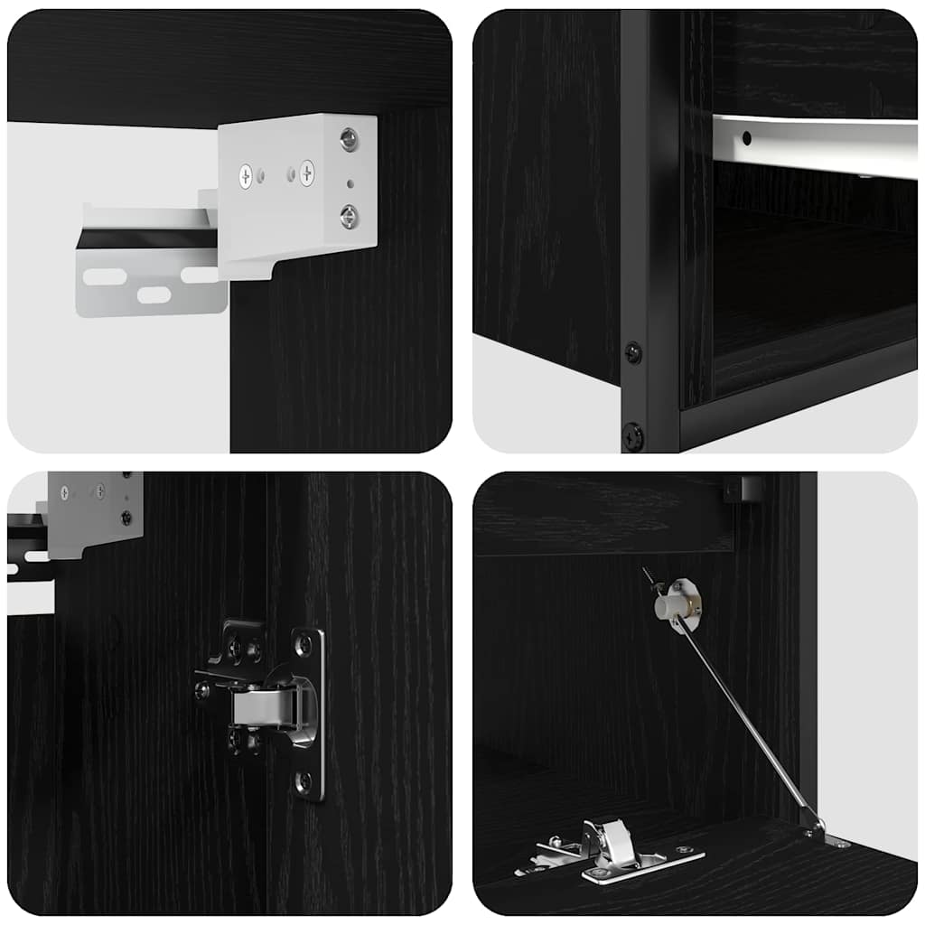 Bathroom Furniture Set with Shelf 5 pcs Black 76.5 x 35 x 95 cm