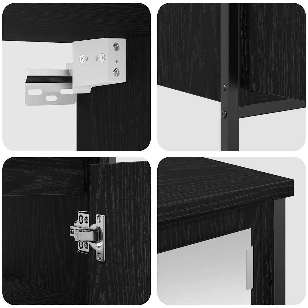 2 Piece Bathroom Furniture Set Black Oak Engineered Wood