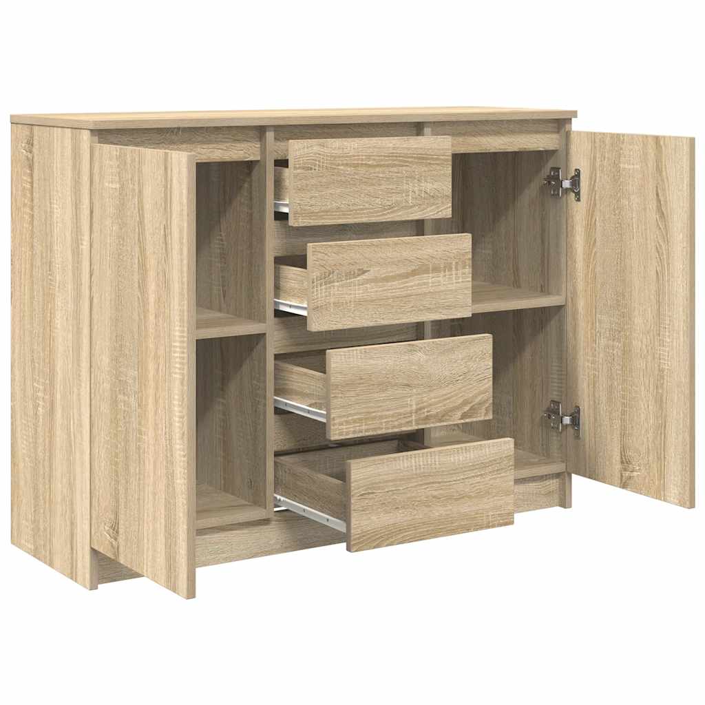 Sideboard with Drawers Sonoma Oak 100.5x35x76 cm Engineered Wood