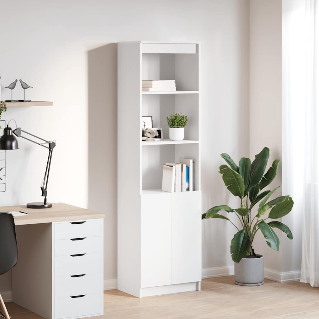 Highboard White 50x35x180 cm Engineered Wood