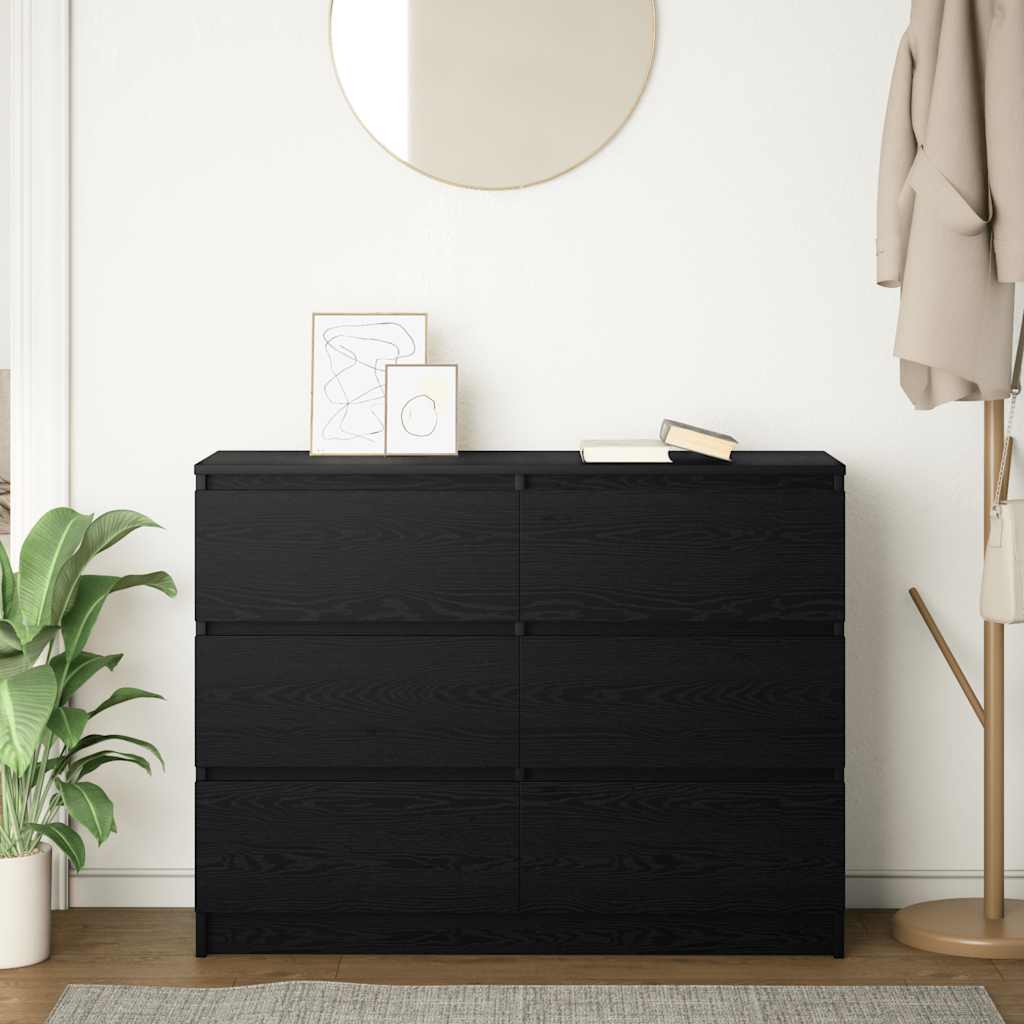Sideboard Black Oak 100x35x76 cm Engineered Wood