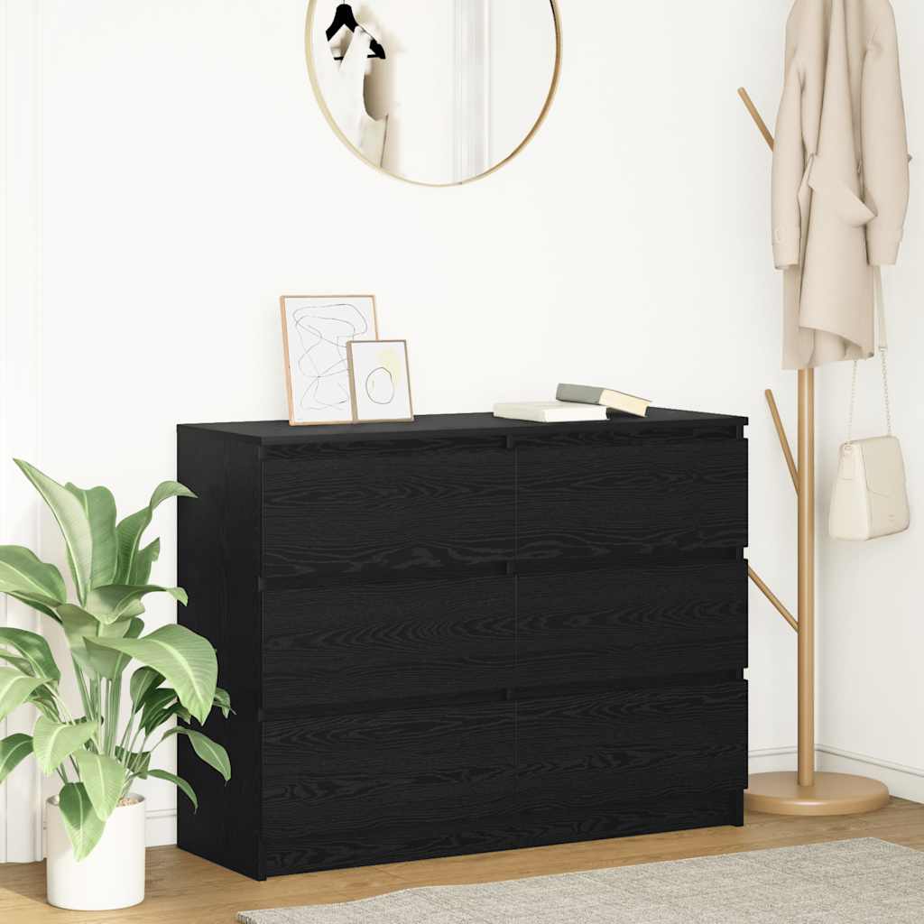 Sideboard Black Oak 100x35x76 cm Engineered Wood
