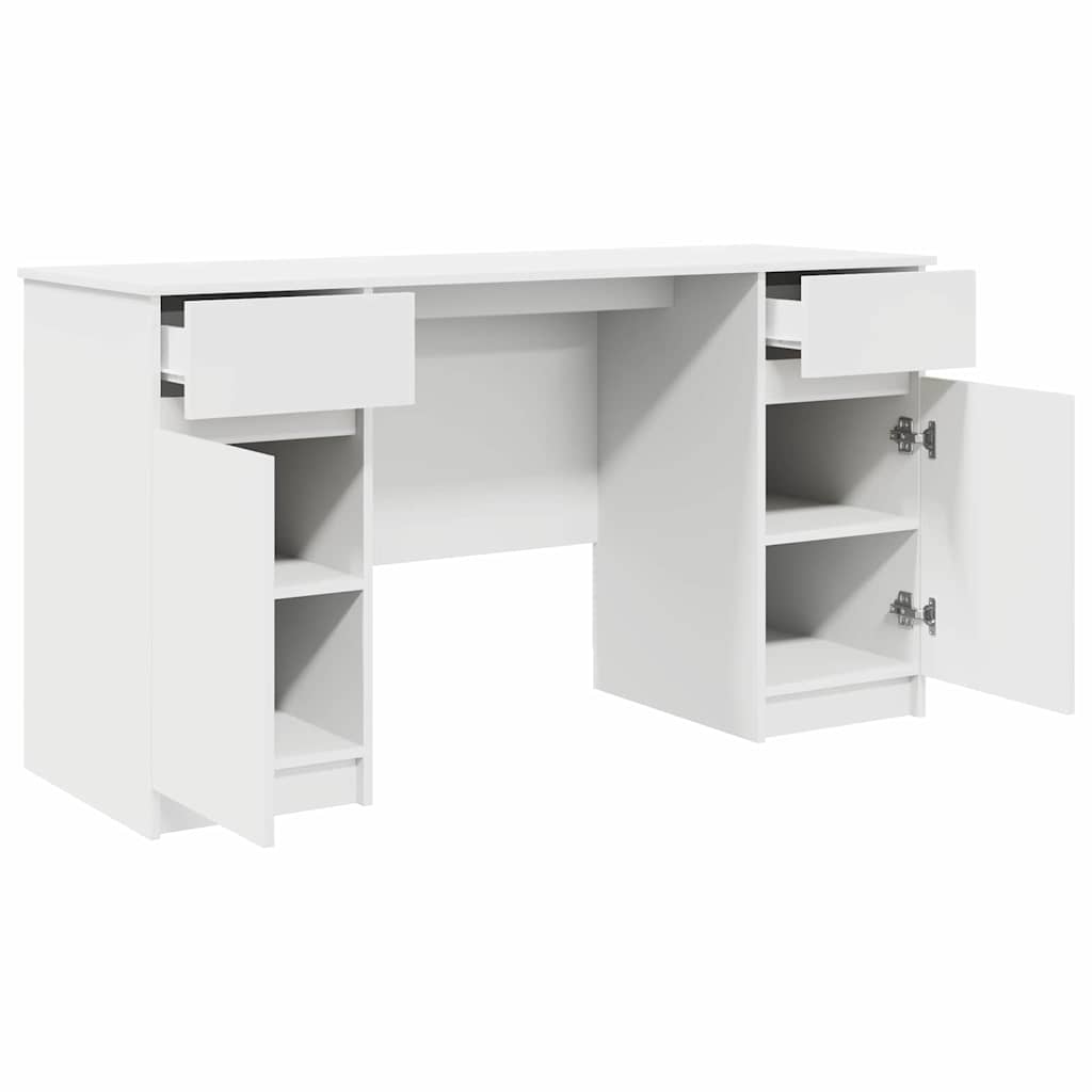 Desk with Drawer White 140 x 49 x 76 cm Engineered wood