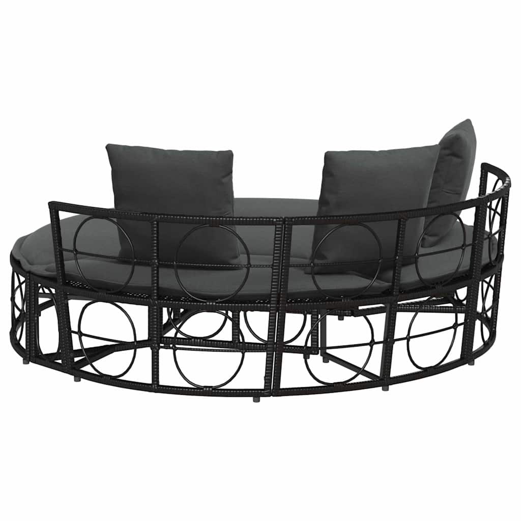 Outdoor Lounge Bed without Canopy Black Poly Rattan