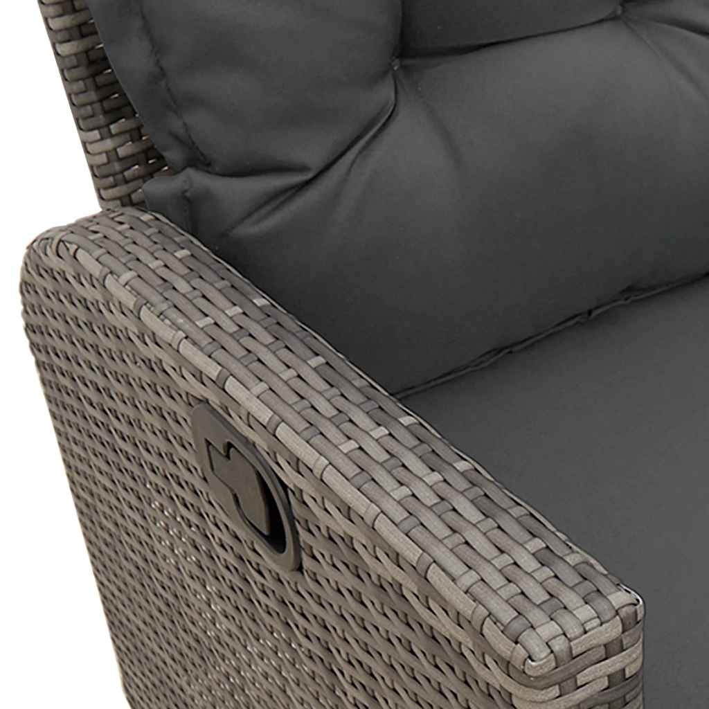Reclining Garden Sofa with Cushions L-shaped Grey Poly Rattan