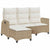 Reclining Garden Sofa with Cushions L-shaped Beige Poly Rattan