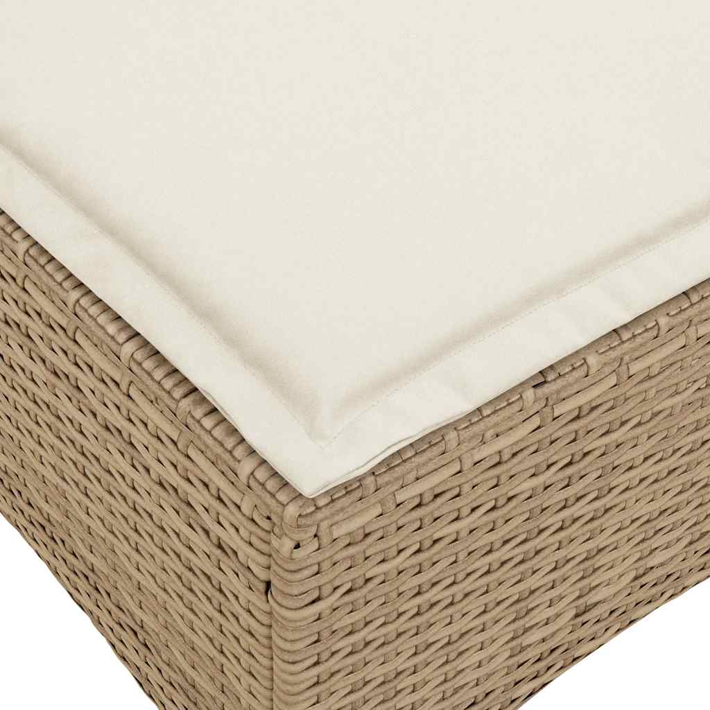 Reclining Garden Sofa with Cushions L-shaped Beige Poly Rattan