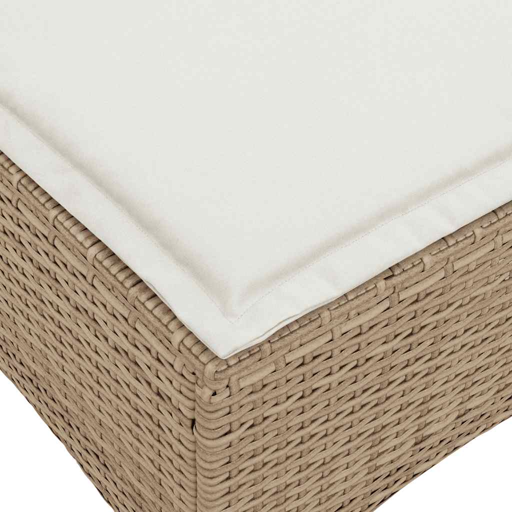Garden Stools with Cushions 2 pcs Beige 55x55x36 cm Poly Rattan
