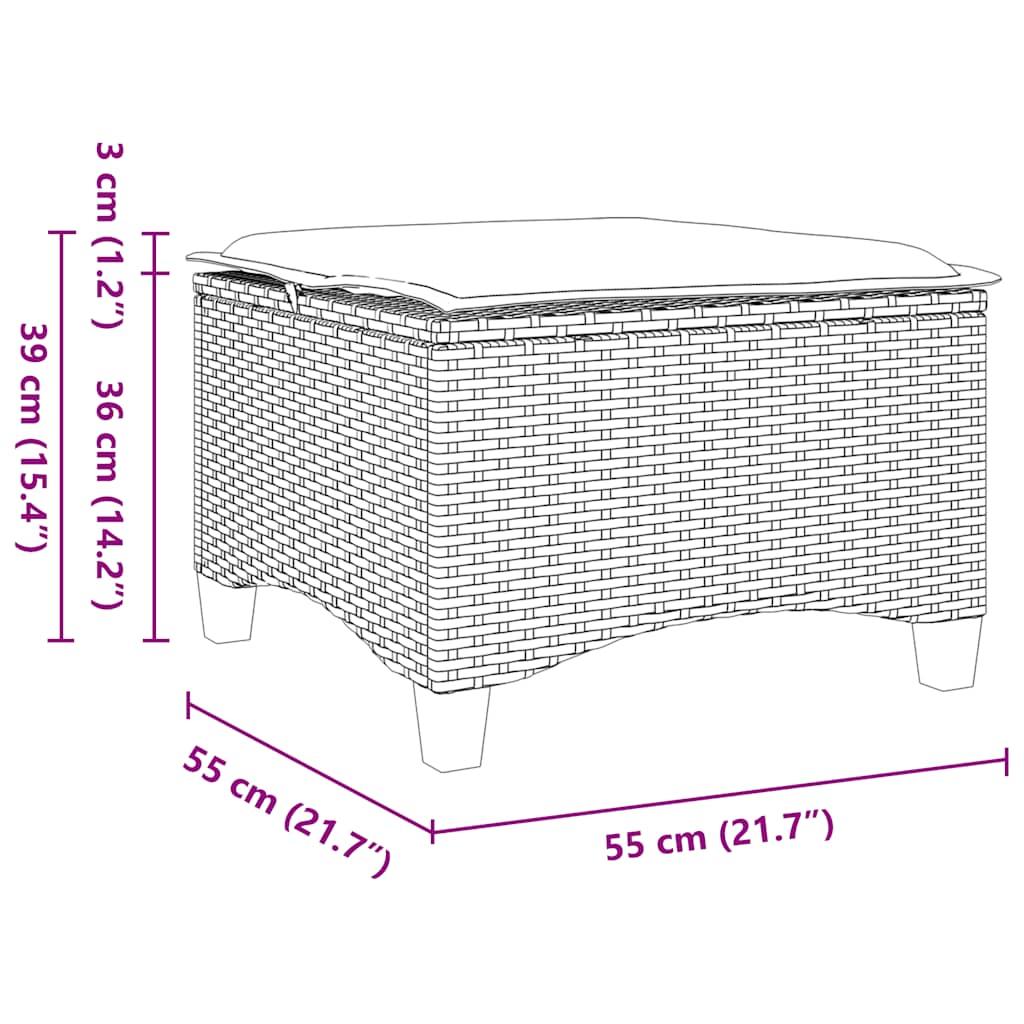 Garden Stools with Cushions 2 pcs Beige 55x55x36 cm Poly Rattan