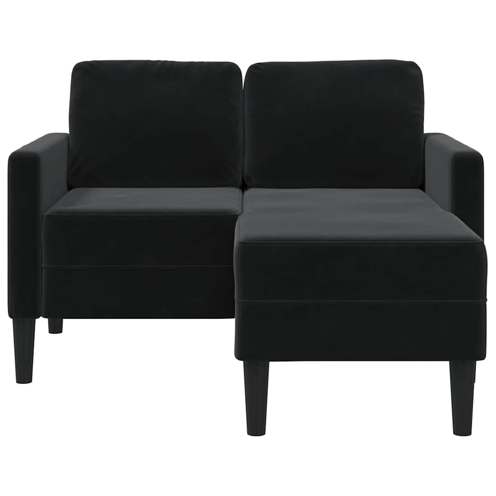 2-Seater Sofa with Chaise L-shaped Black 125 cm Velvet