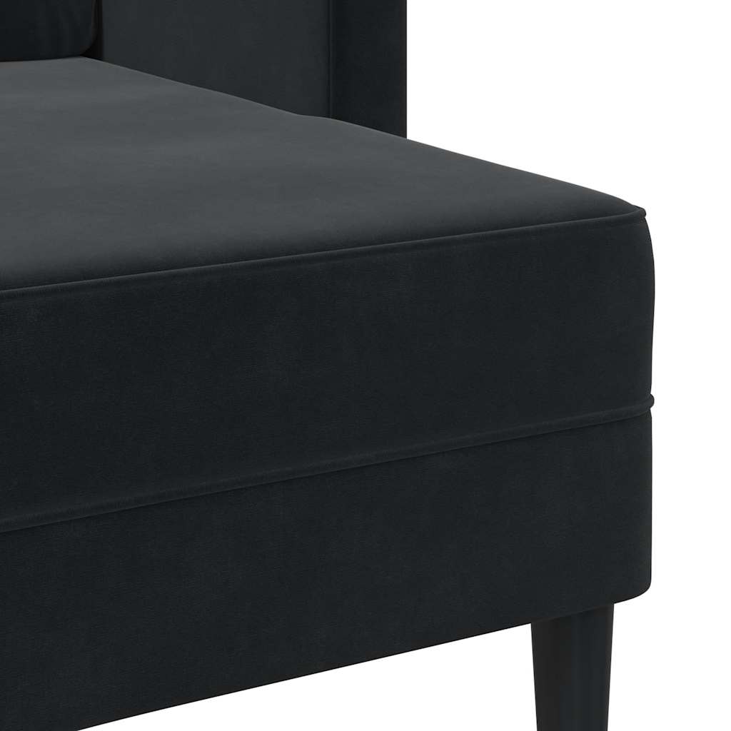 2-Seater Sofa with Chaise L-shaped Black 125 cm Velvet