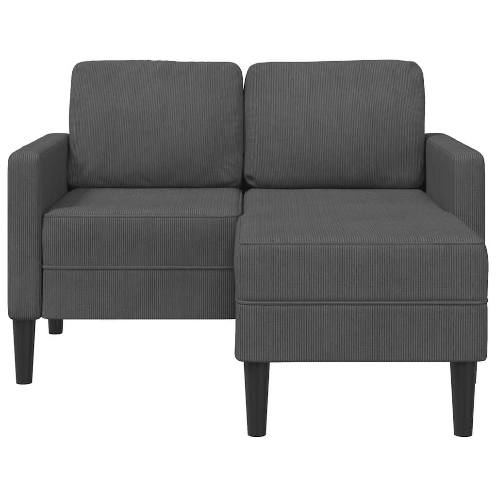 2-Seater Sofa with Chaise L-shaped Dark Grey 125 cm Linen