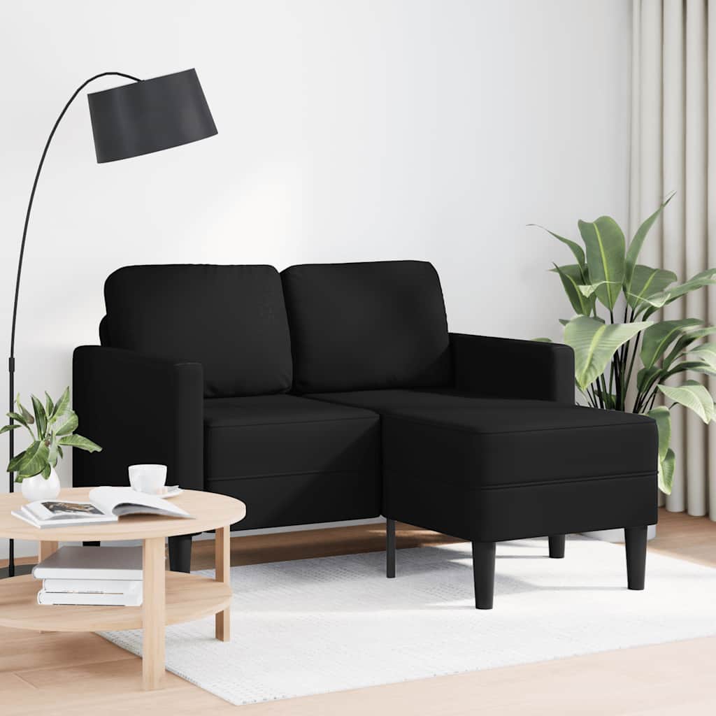 2-Seater Sofa with Chaise L-shaped Black 125 cm Faux Leather