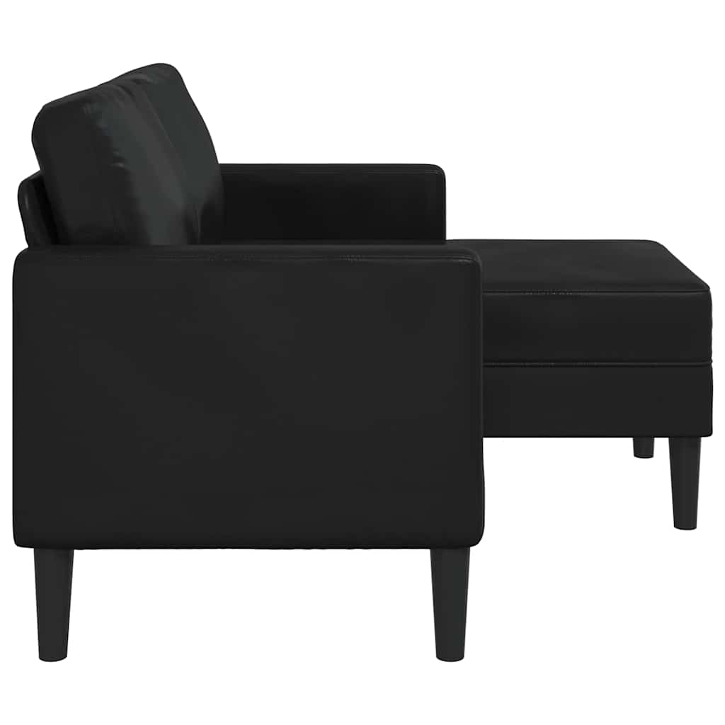 2-Seater Sofa with Chaise L-shaped Black 125 cm Faux Leather