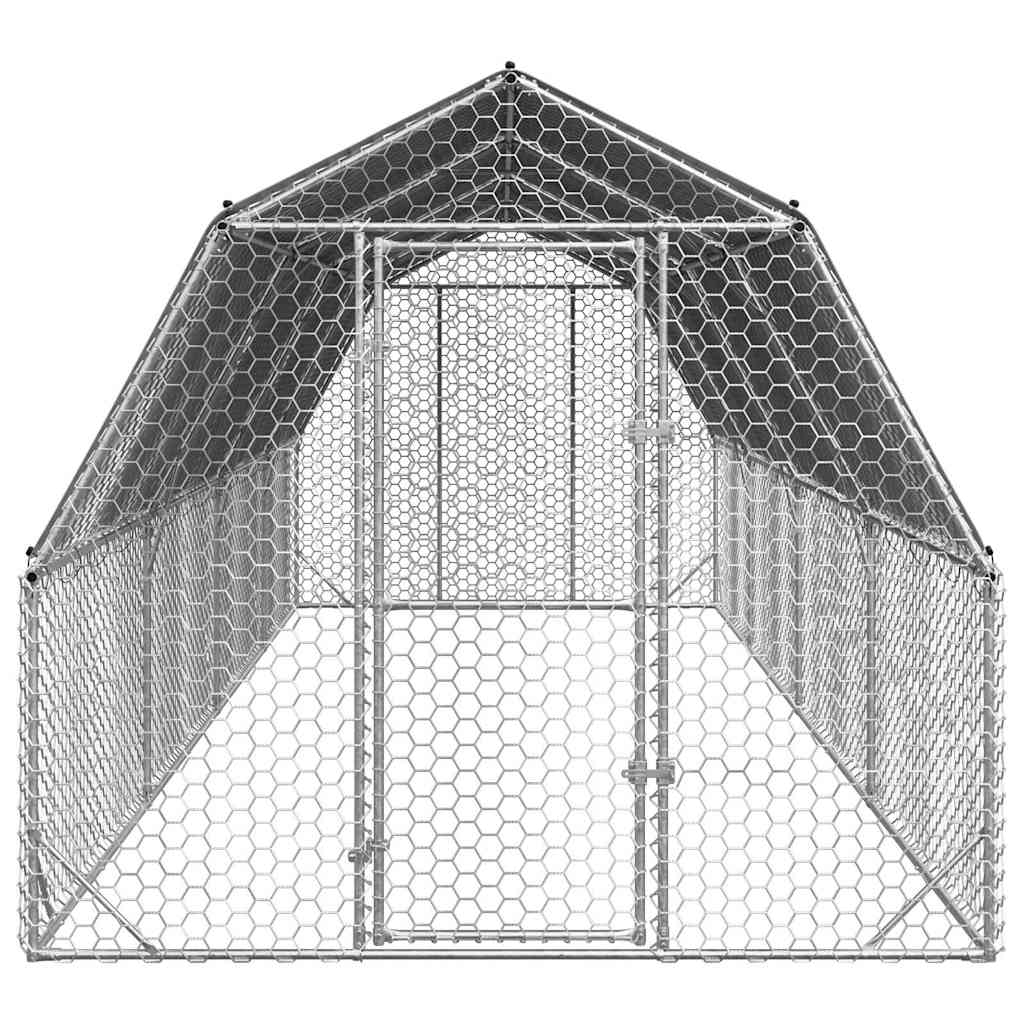 Chicken Run with Roof 2.5x8x2.25 m Galvanised Steel
