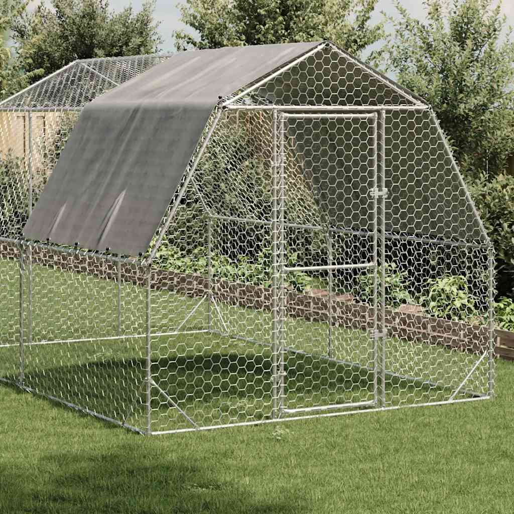 Chicken Run with Roof 2.5x4x2.25 m Galvanised Steel