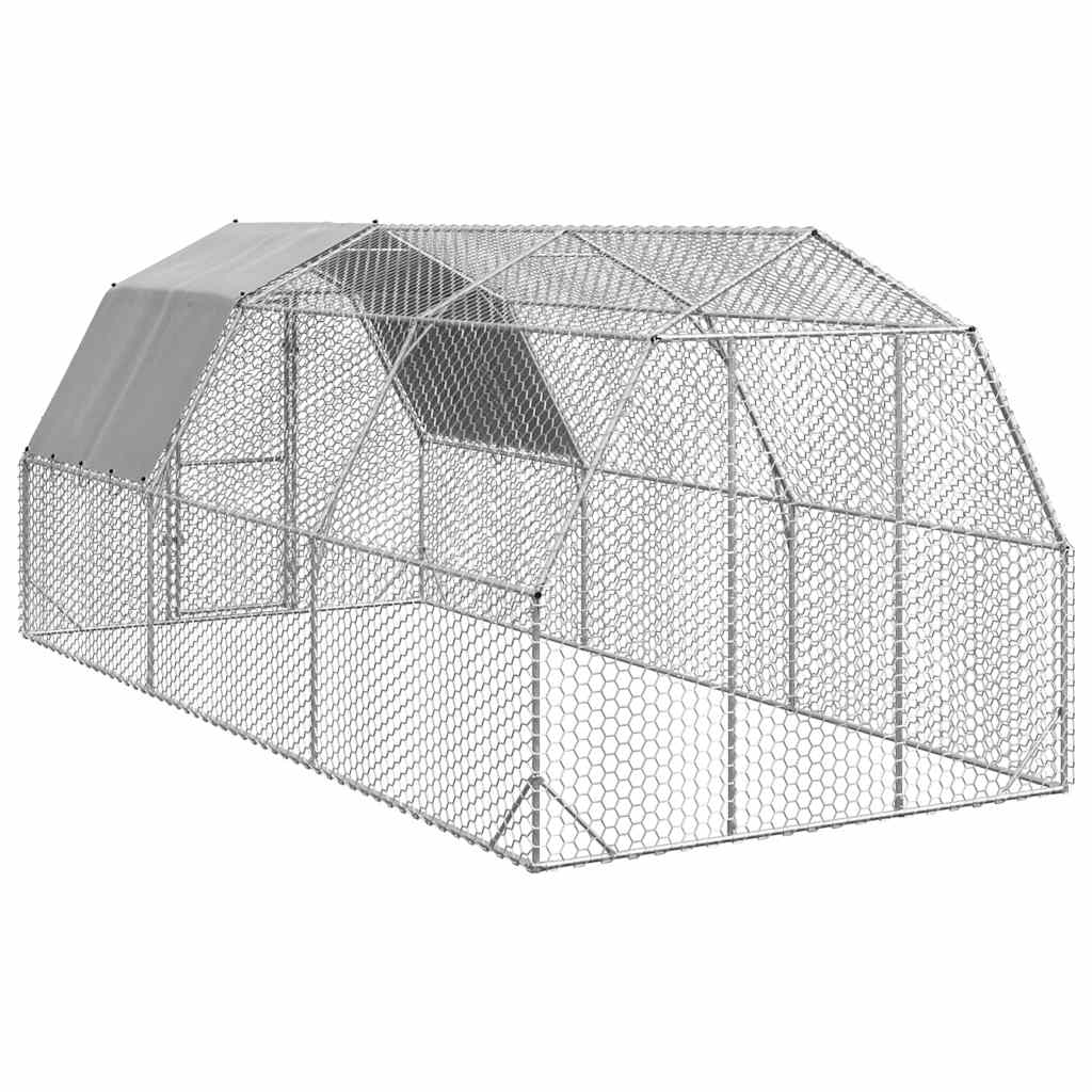 Chicken Run with Roof 2.5x6x2.25 m Galvanised Steel