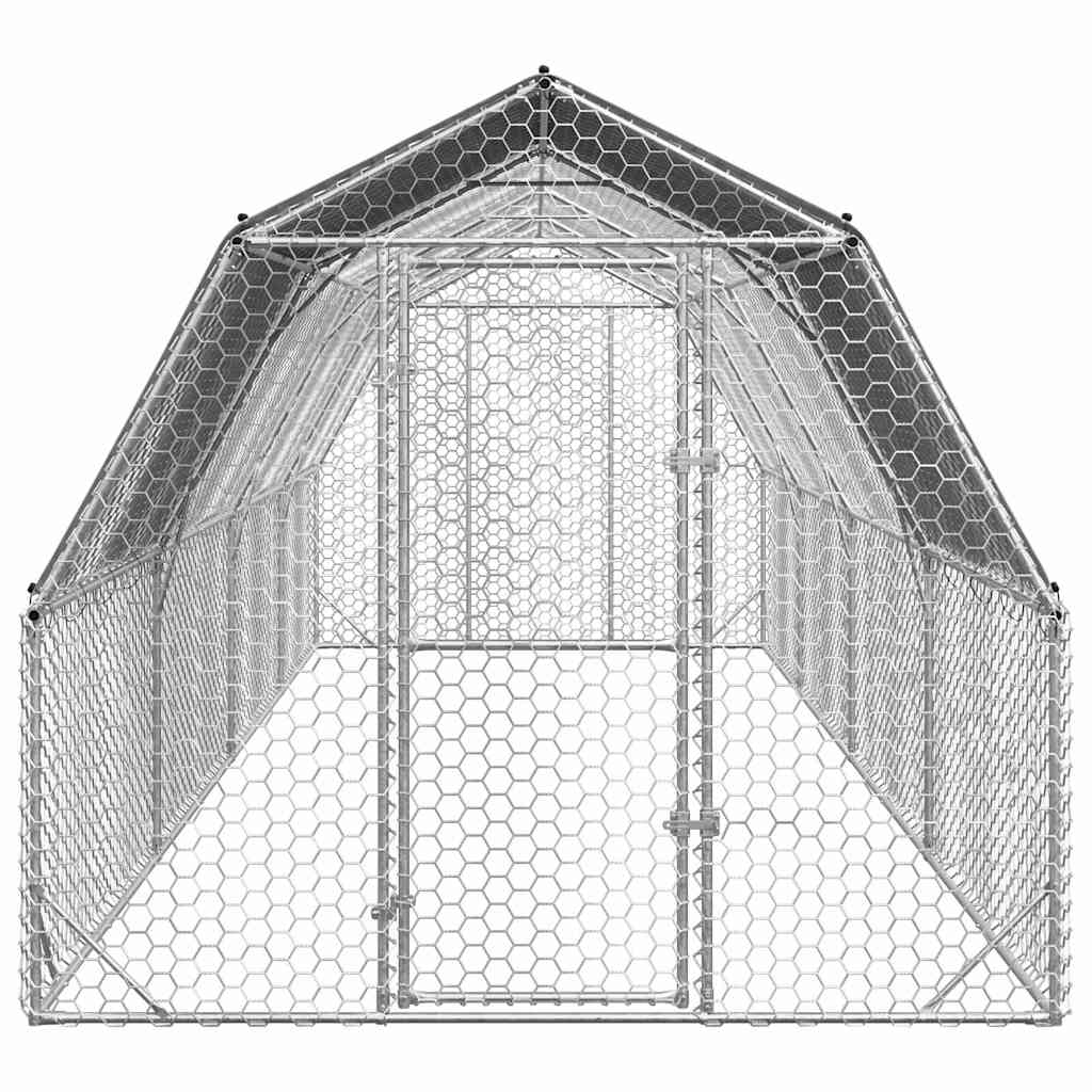 Chicken Run with Roof 2.5x8x2.25 m Galvanised Steel