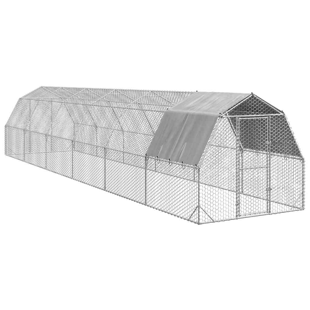 Chicken Run with Roof 2.5x12x2.25 m Galvanised Steel