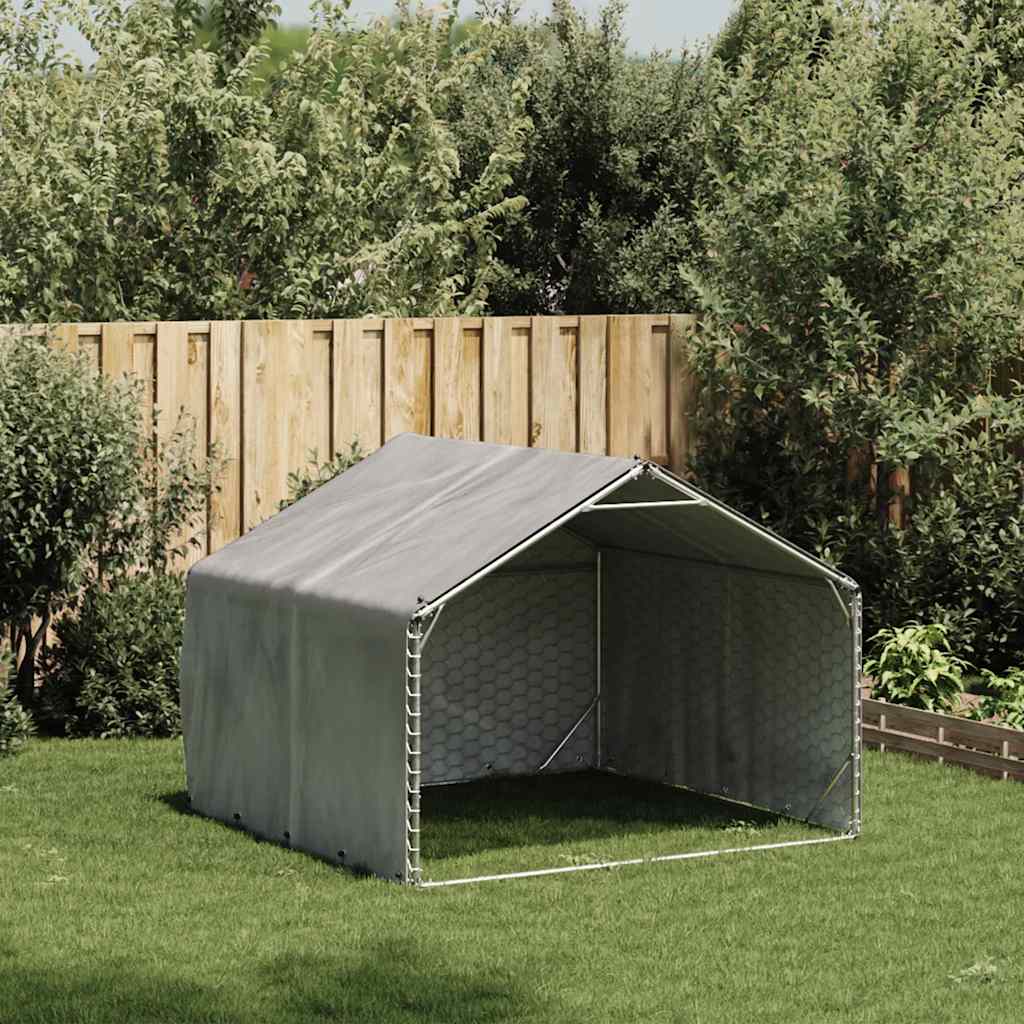 Outdoor Dog Kennel with Cover 2x2x1.5 m Galvanised Steel