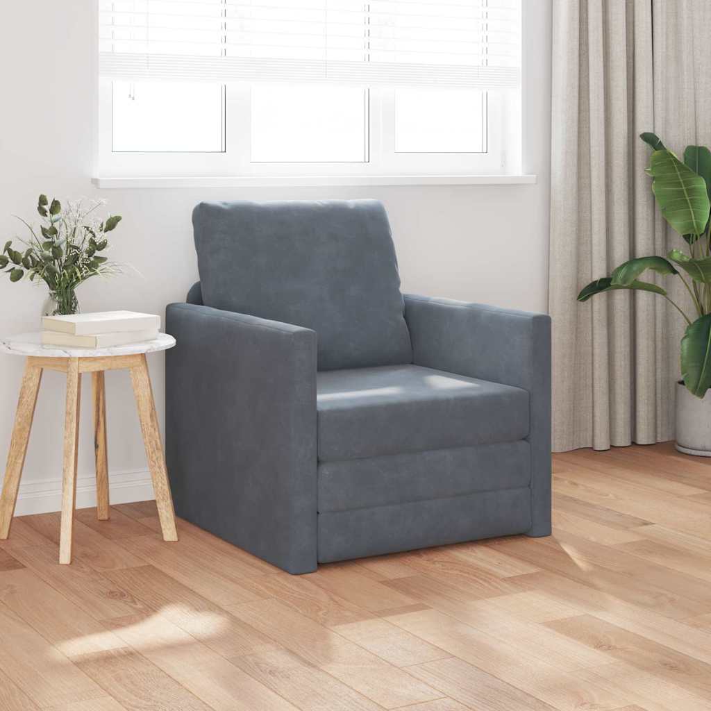 Floor Sofa Bed with Cushion Dark grey 74 x 77 x 81 cm Velvet