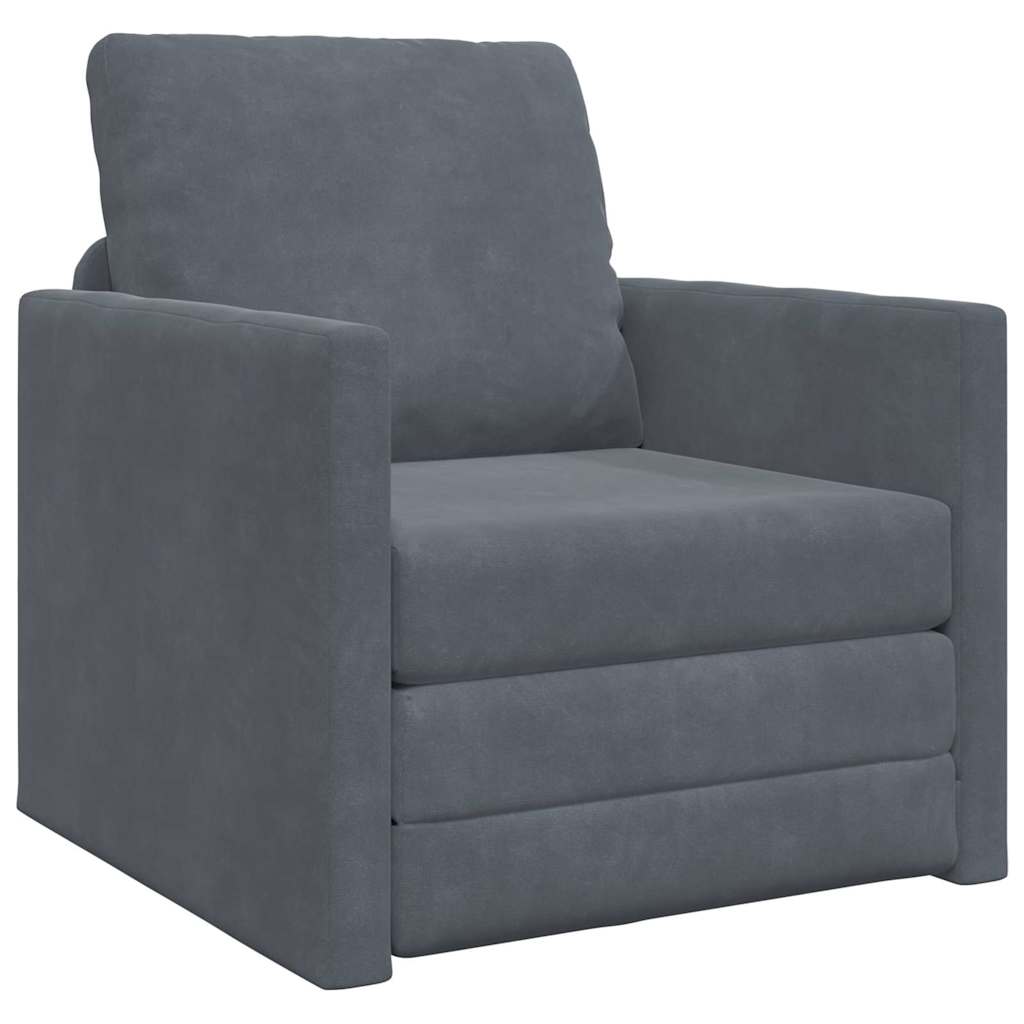 Floor Sofa Bed with Cushion Dark grey 74 x 77 x 81 cm Velvet