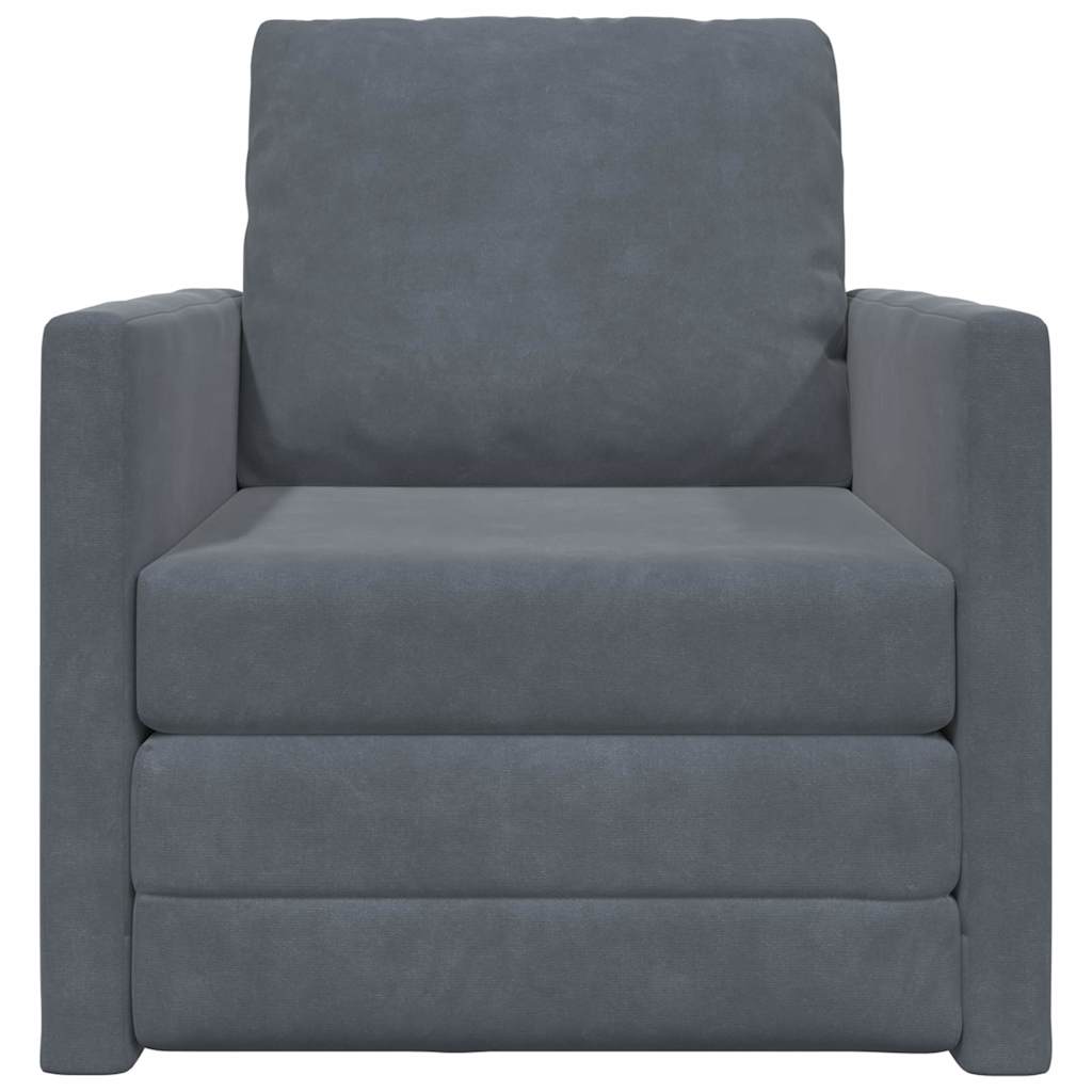 Floor Sofa Bed with Cushion Dark grey 74 x 77 x 81 cm Velvet