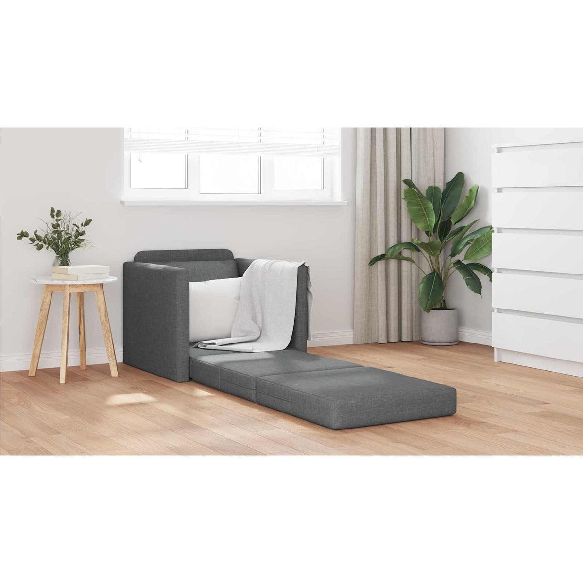 Sofa Bed 60cm Dark Grey Fabric