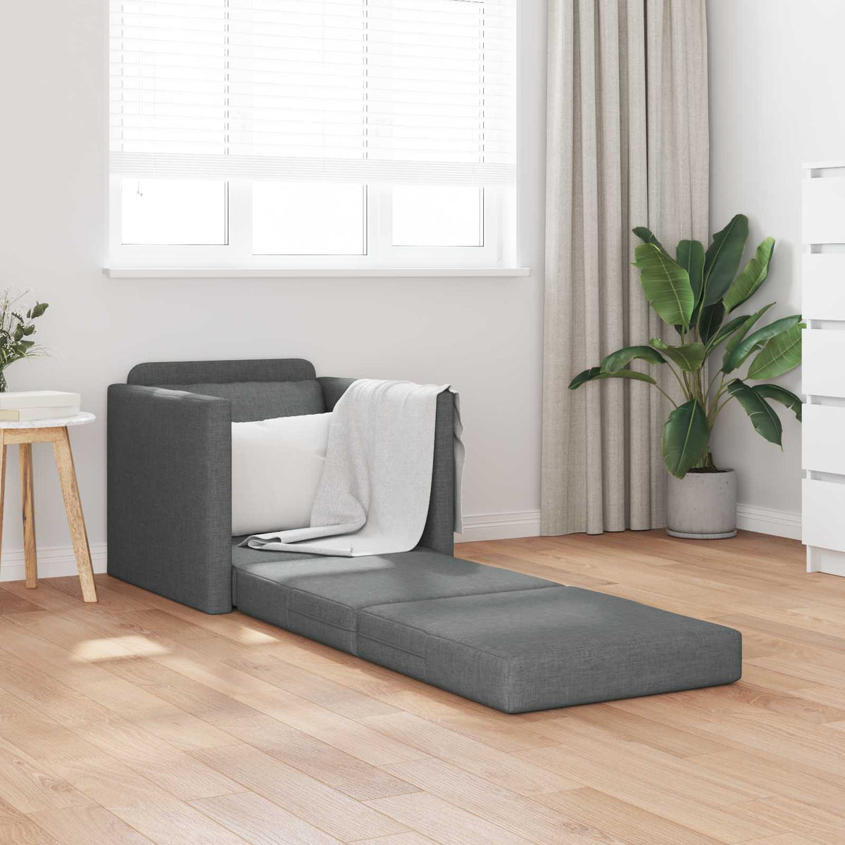 Sofa Bed 60cm Dark Grey Fabric