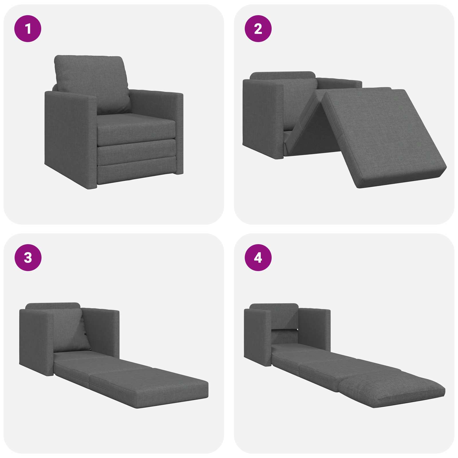 Sofa Bed 60cm Dark Grey Fabric