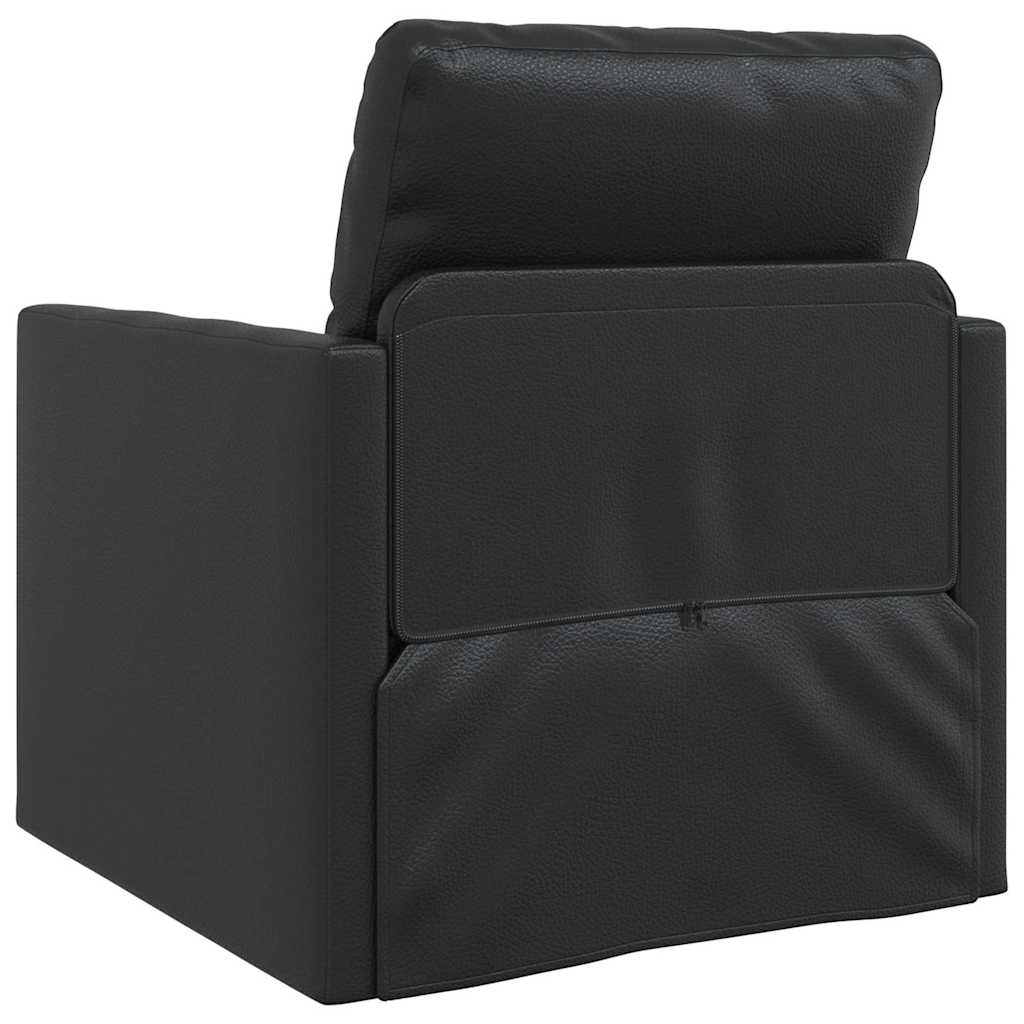 Floor Sofa Bed with Cushion Black 74 x 77 x 81 cm Faux leather