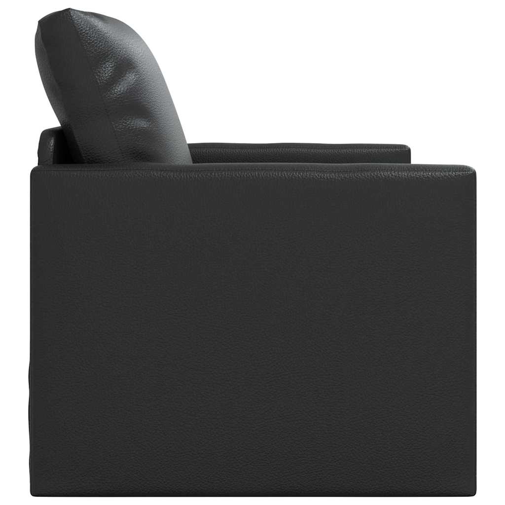 Floor Sofa Bed with Cushion Black 74 x 77 x 81 cm Faux leather