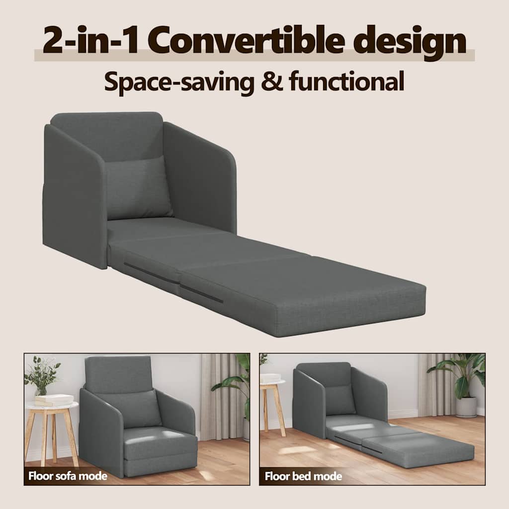 Sofa Bed Dark Grey 65 x 80 x 83 cm Fabric
