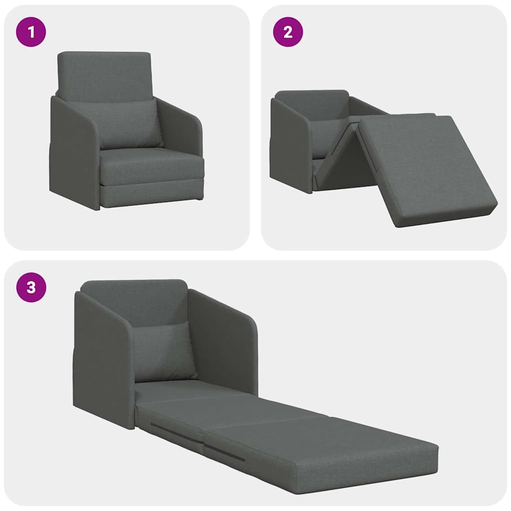 Sofa Bed Dark grey 65 x 80 x 83 cm Fabric