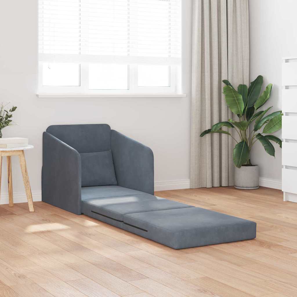 Sofa Bed Dark Grey 65 x 80 x 83 cm Velvet