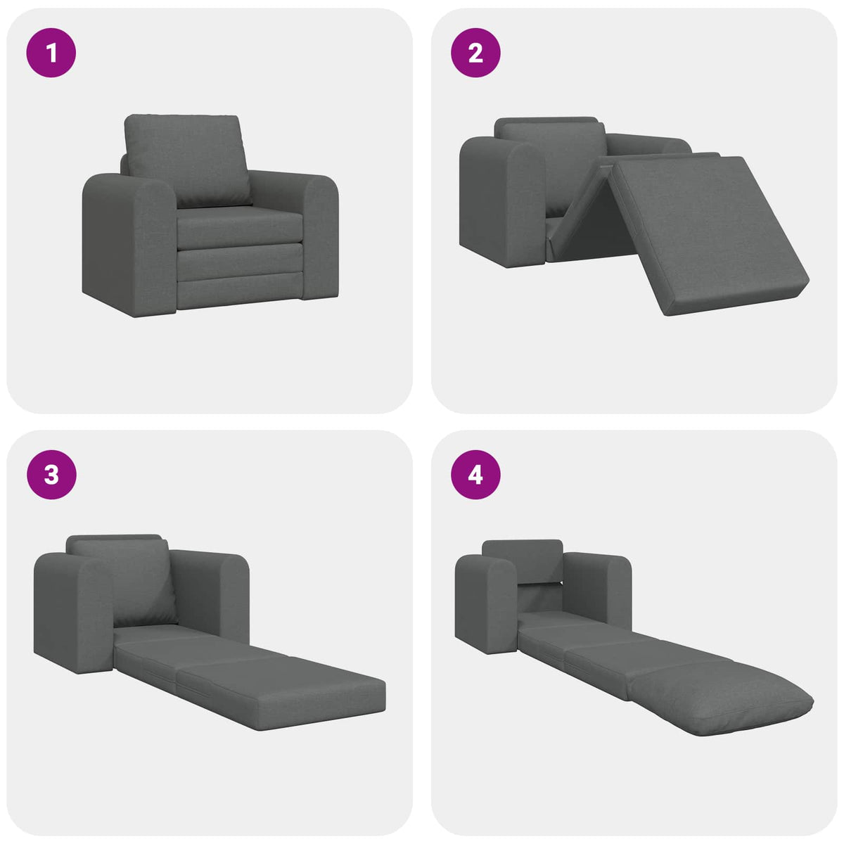 Sofa Bed Dark Grey 98 x 71 x 83 cm Fabric