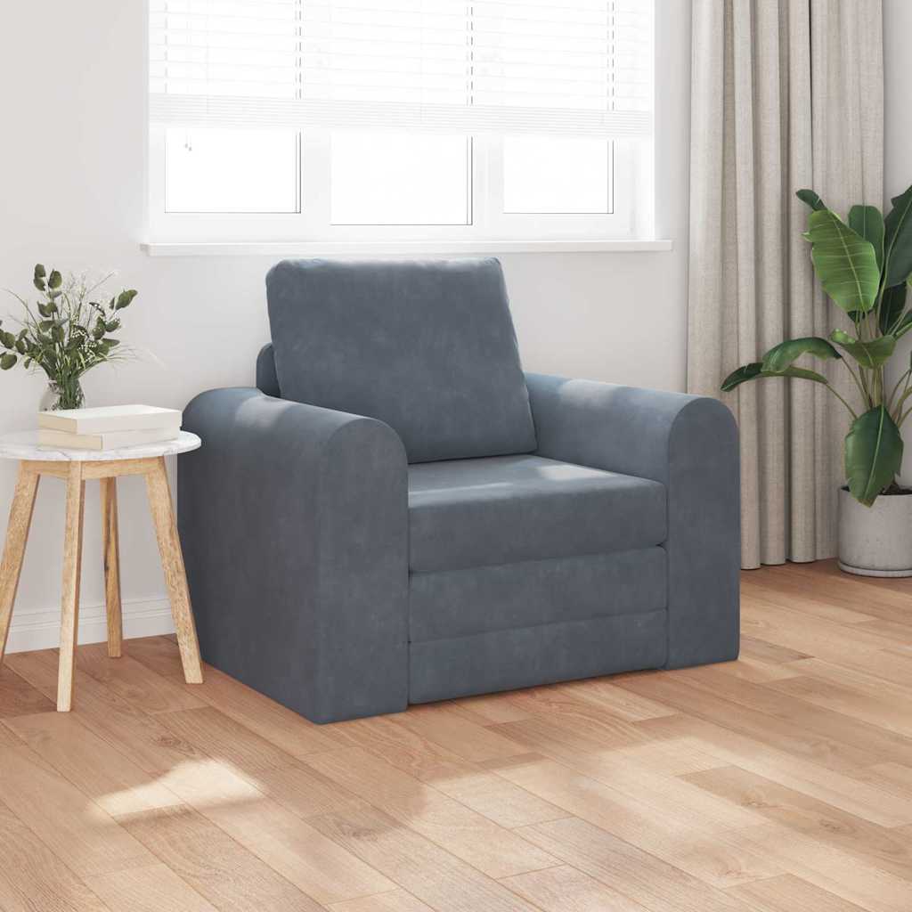 Sofa Bed Dark grey 98 x 71 x 83 cm Velvet