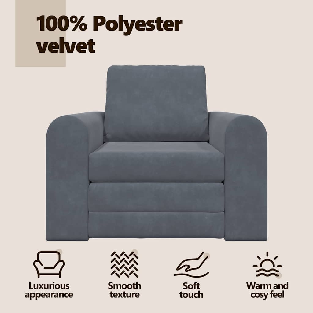 Sofa Bed Dark Grey 98 x 71 x 83 cm Velvet