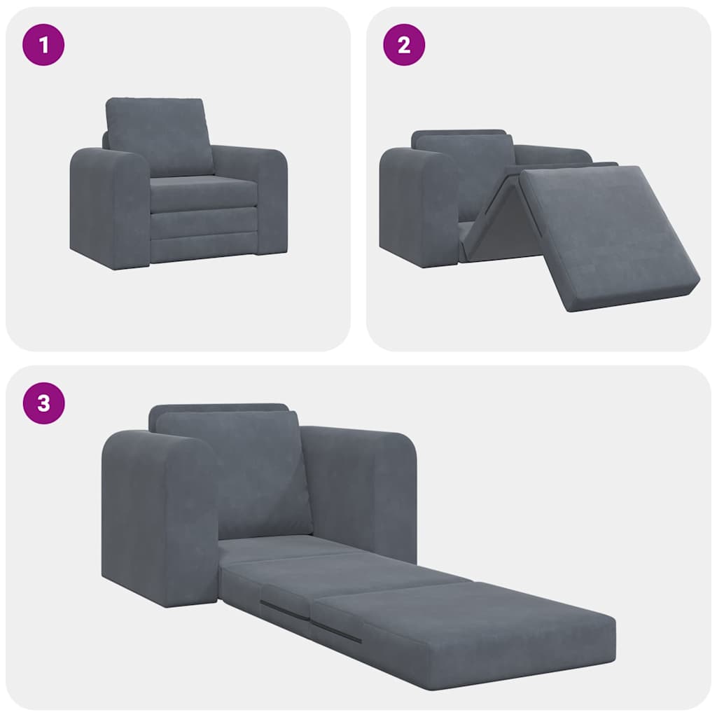 Sofa Bed Dark grey 98 x 71 x 83 cm Velvet