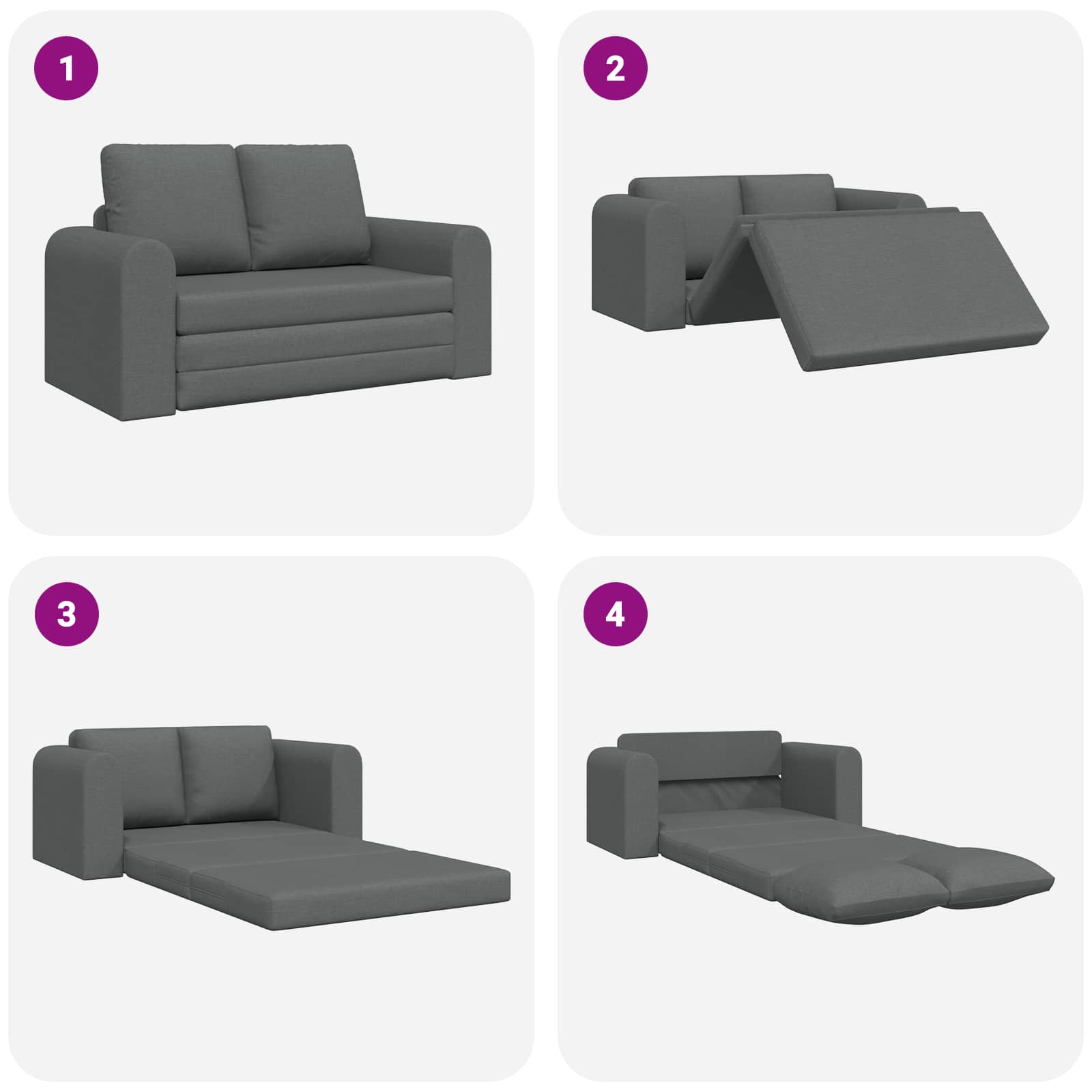 Sofa Bed 60cm Dark Grey Fabric