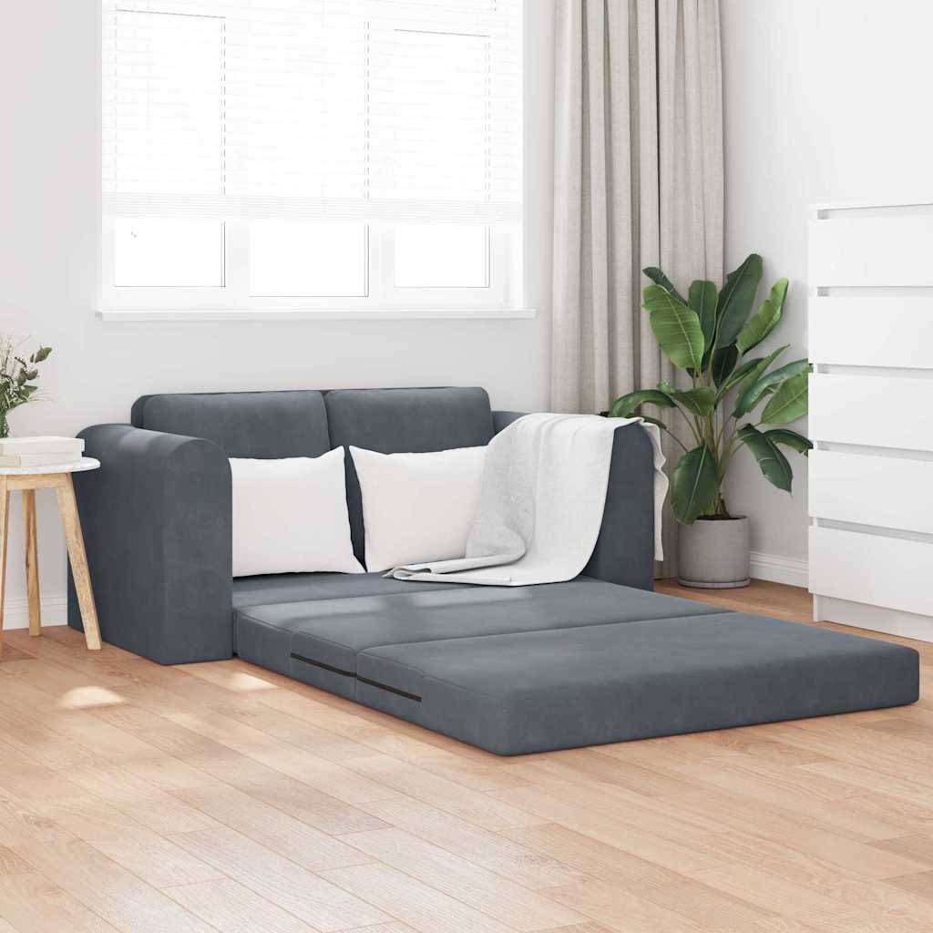 Sofa Bed Dark grey 148 x 71 x 83 cm Velvet