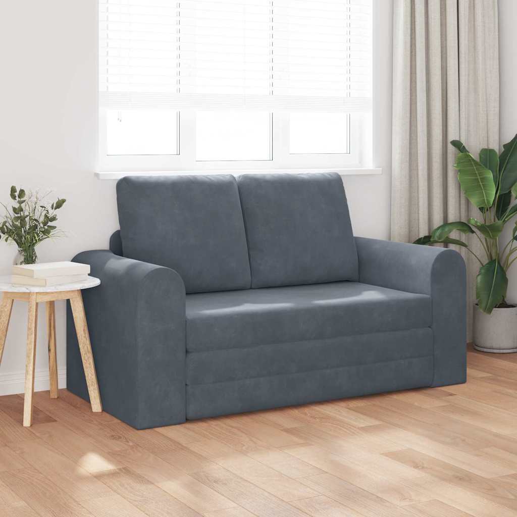 Sofa Bed Dark grey 148 x 71 x 83 cm Velvet